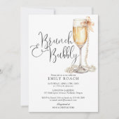 Brunch En Bubbels Parels Bruidsuitnodiging Kaart (Voorkant)