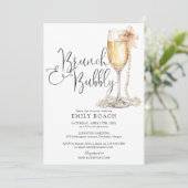 Brunch En Bubbels Parels Bruidsuitnodiging Kaart (Staand voorkant)