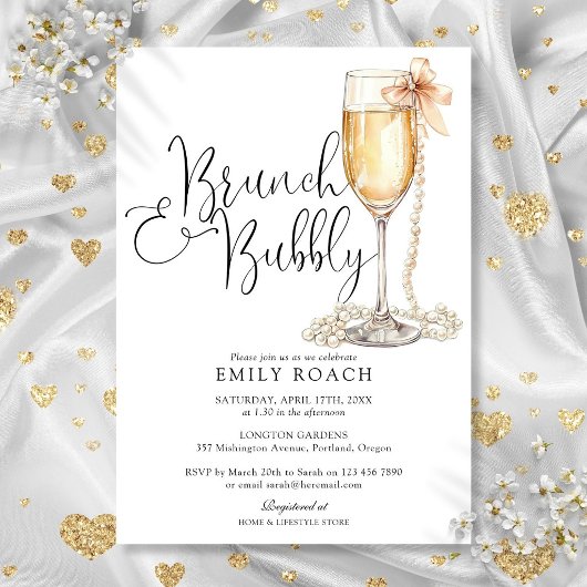 Brunch En Bubbels Parels Bruidsuitnodiging Kaart