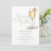 Brunch en bubbels QR-code saliegroene bruidsborrel Kaart (Staand voorkant)