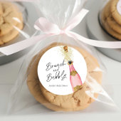 Brunch en bubbels Roze en gouden bruidsdouche  Ronde Sticker
