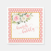 Brunch en Bubbels Servet - Roze Tekst/Stippen (Voorkant)