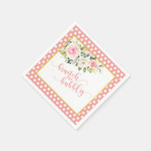 Brunch en Bubbels Servet - Roze Tekst/Stippen (Hoek)