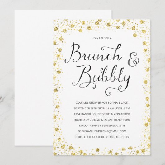 Brunch en bubbels | Stellen Douche Uitnodigen Kaart (Voorkant / Achterkant)