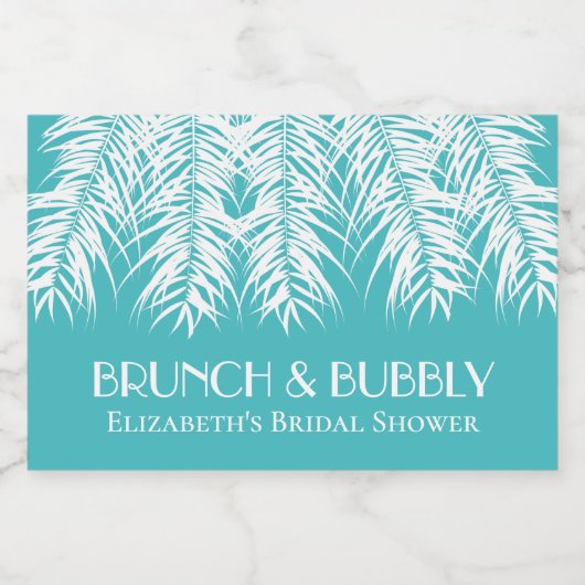 Brunch en bubbels turquoise mini sparkling wijnetiket (Enkel label)