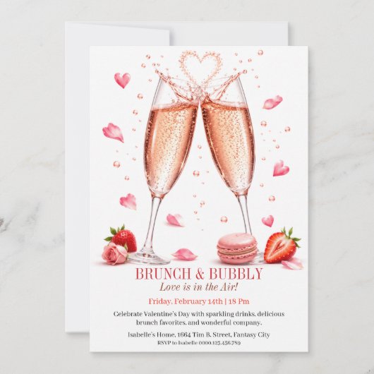 Brunch en bubbels uitnodiging Champagne Brunch  (Voorkant)