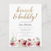 Brunch en bubbels | Waterverf Floral Vrijgezellenf Uitnodiging Briefkaart (Voorkant)
