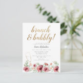 Brunch en bubbels | Waterverf Floral Vrijgezellenf Uitnodiging Briefkaart (Staand voorkant)