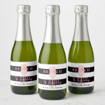 Brunch en bubbels zwart-wit gestreept | Roze