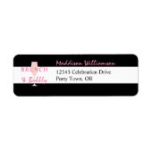 Brunch en bubbels zwart-wit retouradres etiket (Voorkant)