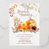 Brunch en Bubble Autumn Vrijgezellenfeest Roos Gol Folie Uitnodiging (Voorkant)