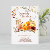 Brunch en Bubble Autumn Vrijgezellenfeest Roos Gol Folie Uitnodiging (Staand Voorkant)