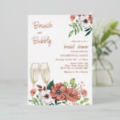 Brunch en Bubble Autumn Vrijgezellenfeest Roos Gol Folie Uitnodiging (Staand Voorkant)