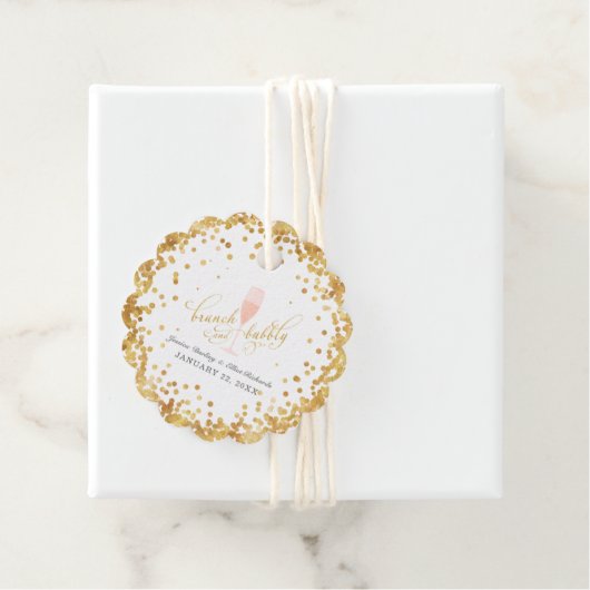 Brunch en Bubble Bachelorette Verloving Brunch Bedankjes Labels (In situ)