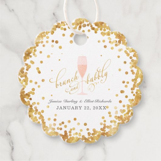 Brunch en Bubble Bachelorette Verloving Brunch Bedankjes Labels (Voorkant)