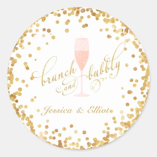 Brunch en Bubble Bachelorette Verloving Brunch Ronde Sticker (Voorkant)