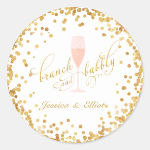 Brunch en Bubble Bachelorette Verloving Brunch Ronde Sticker
