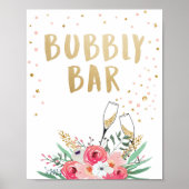 Brunch en Bubble Bar Floral Bridal Table Sign Poster (Voorkant)