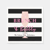 Brunch en Bubble Black en white Stripe | Roze Servet (Voorkant)