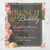 Brunch en Bubble Bloemen Witte Douche Wijn Etiket (Enkel label)
