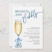 Brunch en Bubble Blue Vrijgezellenfeest Invite Kaart (Voorkant)
