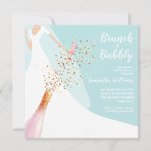 Brunch en Bubble Blue Vrijgezellenfeest Kaart (Voorkant)