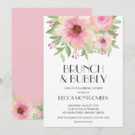 Brunch en Bubble Blush Pink Floral Vrijgezellenfee Kaart