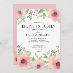 Brunch en Bubble Blush Pink Floral Vrijgezellenfee Kaart