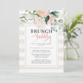 Brunch en Bubble Blush Pink Floral Vrijgezellenfee Kaart (Staand voorkant)