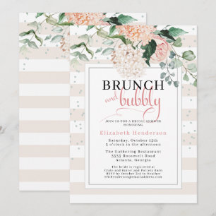 Brunch en Bubble Blush Pink Floral Vrijgezellenfee Kaart