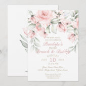 Brunch en Bubble Blush roze Vrijgezellenfeest Kaart (Voorkant / Achterkant)