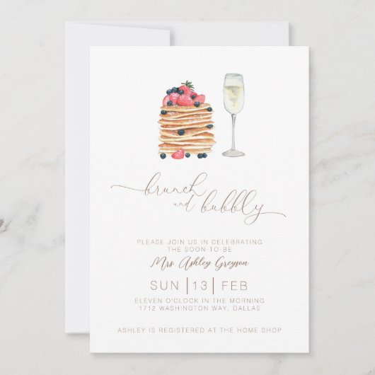 Brunch en Bubble Bridal Shower Invitation Kaart (Voorkant)