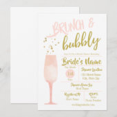 Brunch en Bubble Bridal Shower Invitation Kaart (Voorkant / Achterkant)
