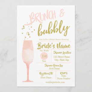 Brunch en Bubble Bridal Shower Invitation Kaart