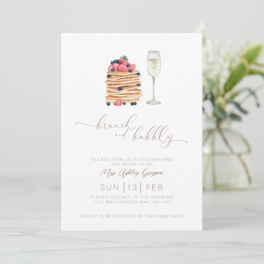 Brunch en Bubble Bridal Shower Invitation Kaart (Staand voorkant)