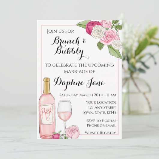 Brunch en Bubble Bridal Shower Invitation Kaart (Staand voorkant)