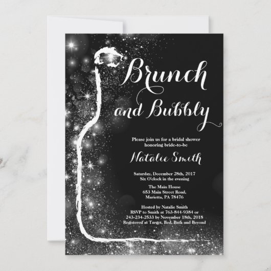Brunch en Bubble Bridal Shower Invitation Kaart (Voorkant)