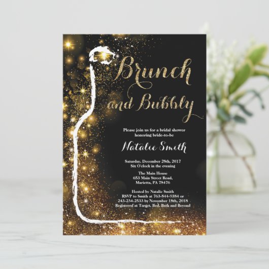 Brunch en Bubble Bridal Shower Invitation Kaart (Staand voorkant)