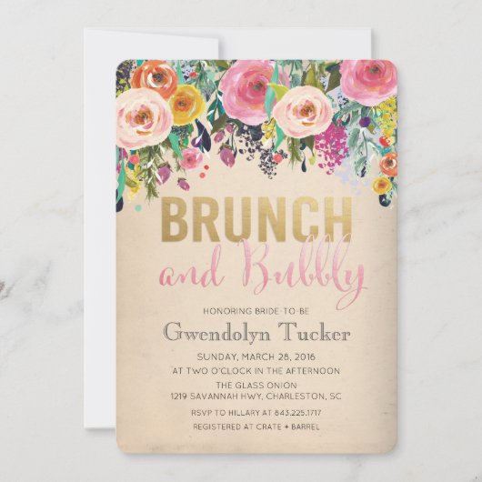 Brunch en Bubble Bridal Shower Invitation Kaart