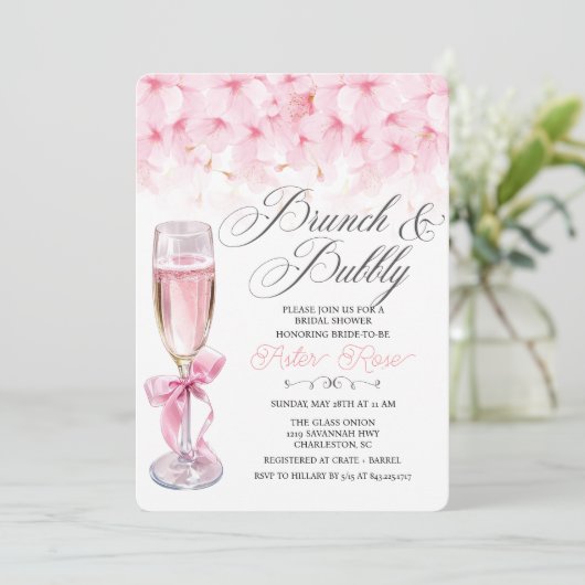 Brunch en Bubble Bridal Shower Invitation Kaart (Staand voorkant)