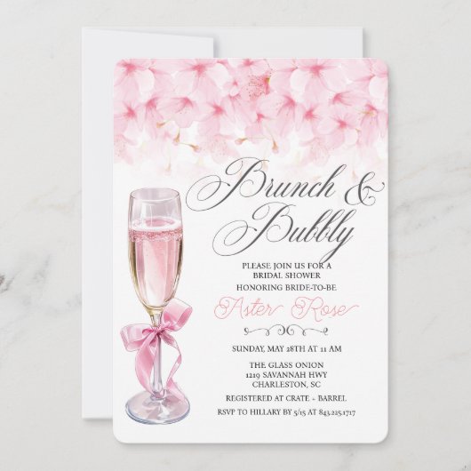 Brunch en Bubble Bridal Shower Invitation Kaart (Voorkant)