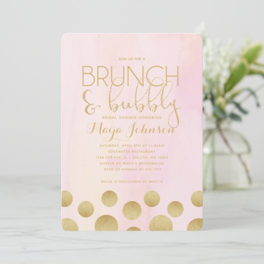 Brunch en Bubble Bridal Shower Invitation Kaart (Staand voorkant)