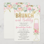Brunch en Bubble Bridal Shower Invitation Kaart (Voorkant / Achterkant)