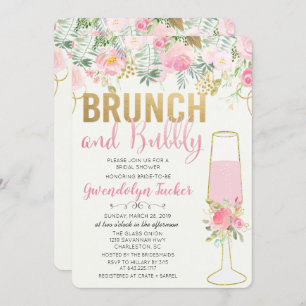 Brunch en Bubble Bridal Shower Invitation Kaart