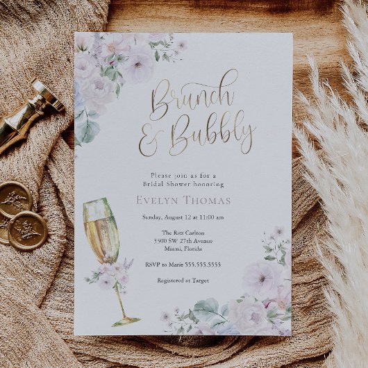 Brunch en Bubble Bridal Shower Invitation Kaart