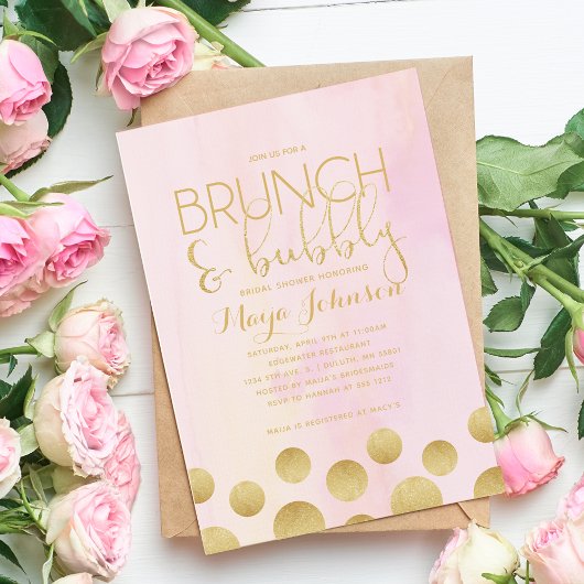 Brunch en Bubble Bridal Shower Invitation Kaart