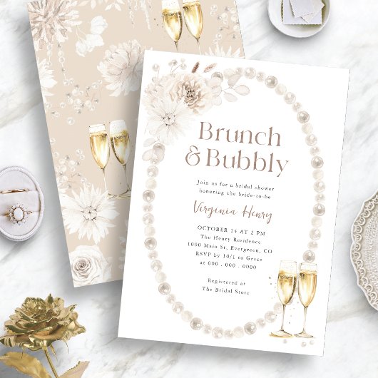 Brunch en Bubble Bridal Shower Invitation Kaart
