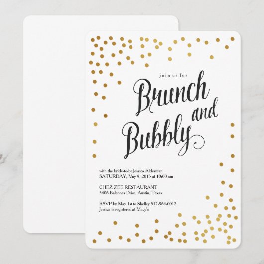 Brunch en Bubble Bridal Shower Invitation Kaart (Voorkant / Achterkant)