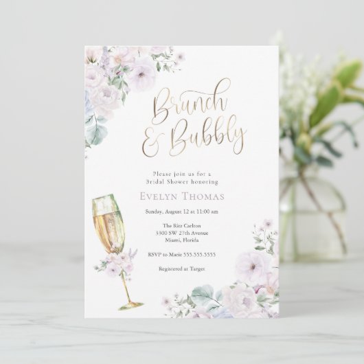 Brunch en Bubble Bridal Shower Invitation Kaart (Staand voorkant)
