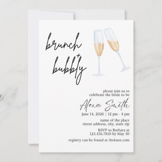 Brunch en Bubble Bridal Shower Invitation Kaart (Voorkant)